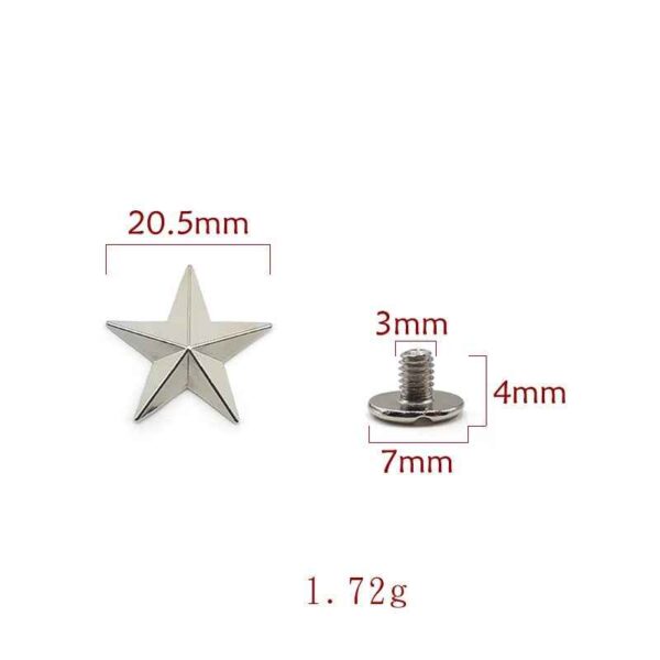 5 Sizes Alloy Star-Shaped Rivet Screws for Clothing Bags Hats 50 Pack