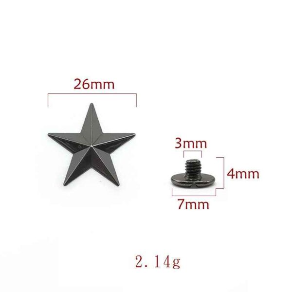 5 Sizes Alloy Star-Shaped Rivet Screws for Clothing Bags Hats 50 Pack