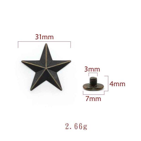 5 Sizes Alloy Star-Shaped Rivet Screws for Clothing Bags Hats 50 Pack