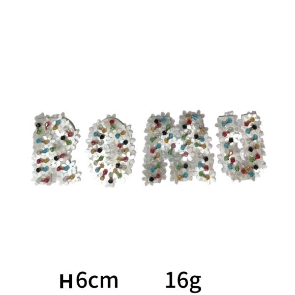 Handcrafted Sequin and Crystal Letter Embroidered Patches 6 Pack - Image 3