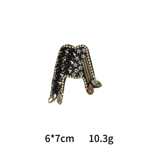 Handcrafted Sequin and Crystal Letter Embroidered Patches 6 Pack - Image 5