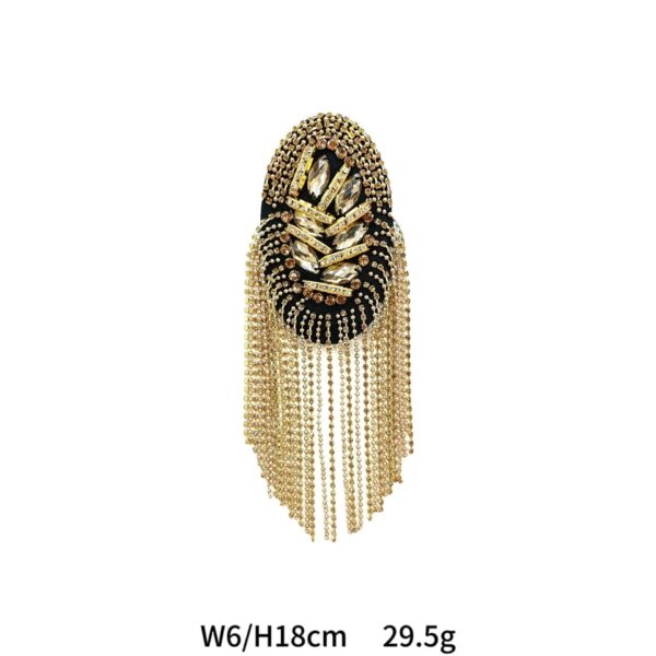 Gold and Silver Beaded Crystal Shoulder Patches 6 Pack - Image 2