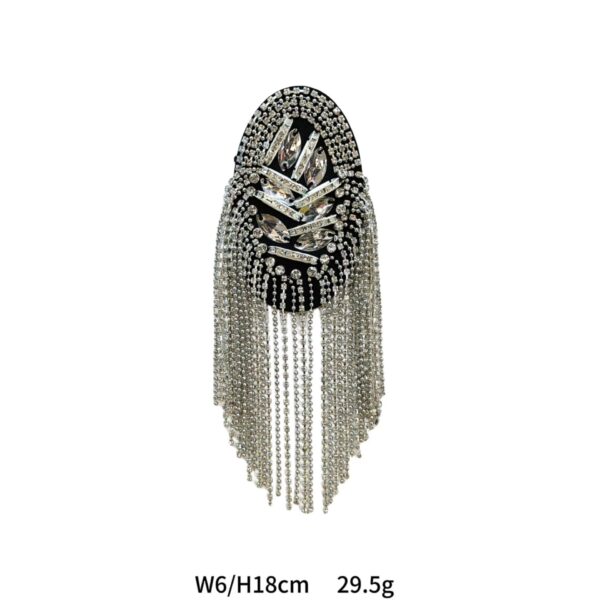 Gold and Silver Beaded Crystal Shoulder Patches 6 Pack - Image 3