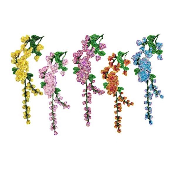 Plum Blossom Water-Soluble Embroidered Applique - Decorative Patch