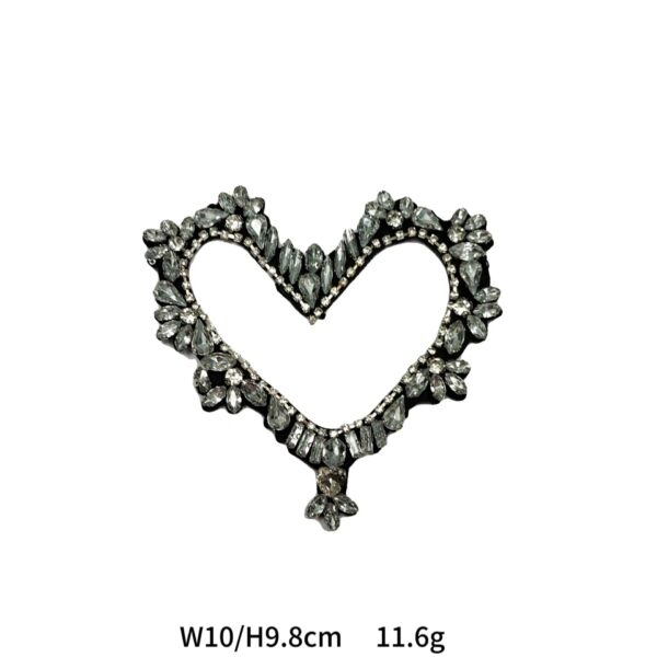 Hollow Heart Diamond Marquise Hand-Beaded Acrylic Applique 5 Pack - Image 2