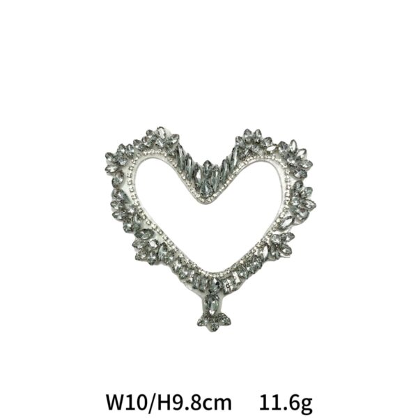 Hollow Heart Diamond Marquise Hand-Beaded Acrylic Applique 5 Pack - Image 3
