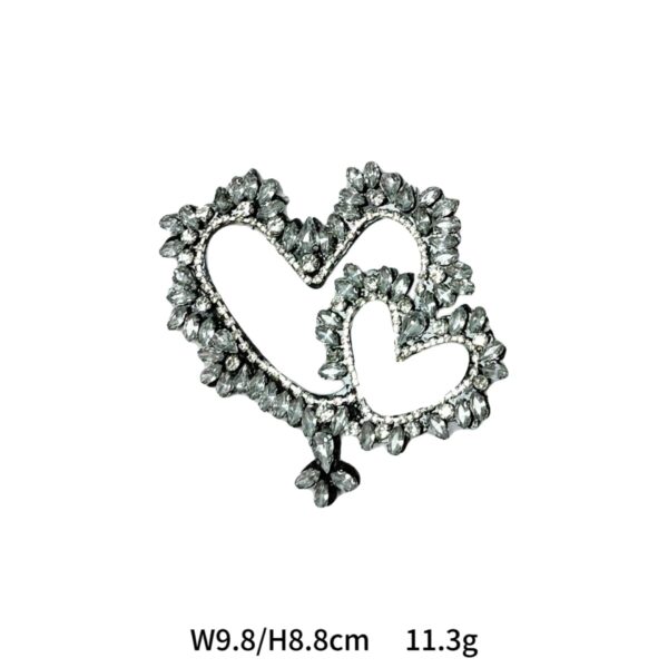 Hollow Heart Diamond Marquise Hand-Beaded Acrylic Applique 5 Pack - Image 4