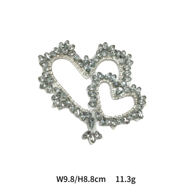 Hollow Heart Diamond Marquise Hand-Beaded Acrylic Applique 5 Pack - Image 5