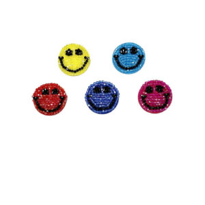 2-Inch Cartoon Smiley Face Handcrafted Fabric Patches 5 Colors