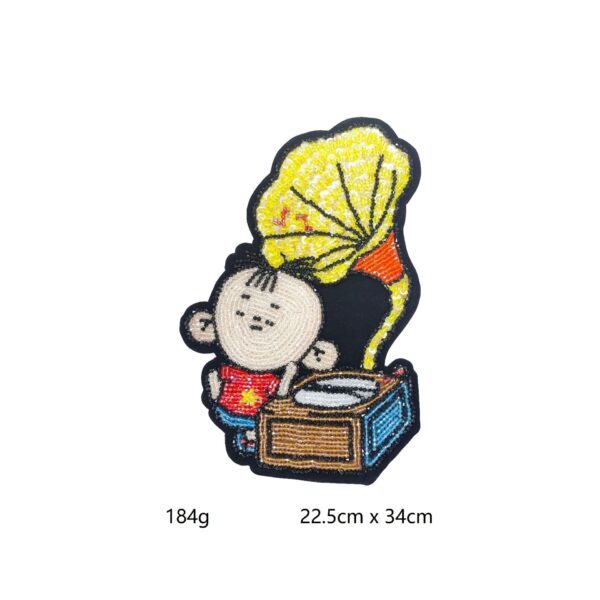 Large Crayon Shinchan Applique - Hand-Beaded Sequins Rhinestone Patch - Image 5