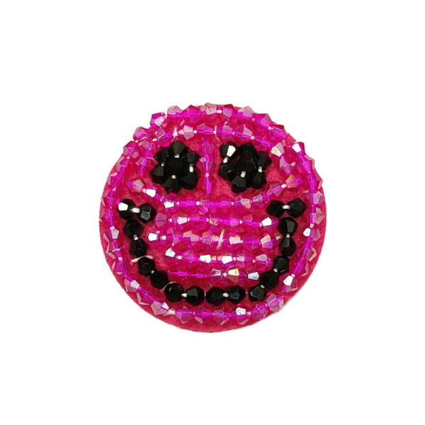 2-Inch Cartoon Smiley Face Handcrafted Fabric Patches 5 Colors - Image 2