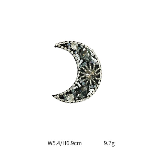 Glittering Sequin Bead Embroidered Patches Moon,Crown,Heart 6 Pack - Image 2