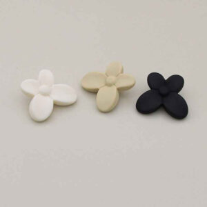 15/18/22/30mm Matte Black Beige Floral Resin Metal Shank Buttons 20pcs