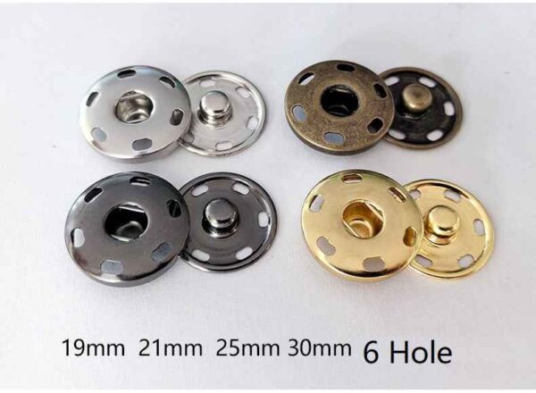 Solid Brass Snap Buttons Hand-Sewn Metal Fasteners 50 Pack(5 Colors)