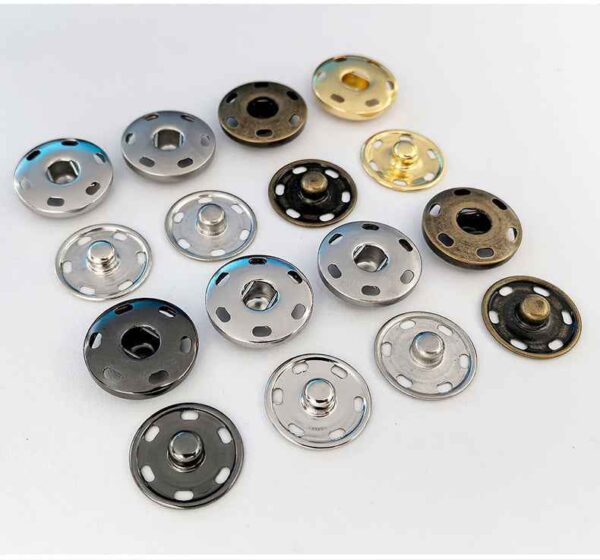 Solid Brass Snap Buttons Hand-Sewn Metal Fasteners 50 Pack(5 Colors)