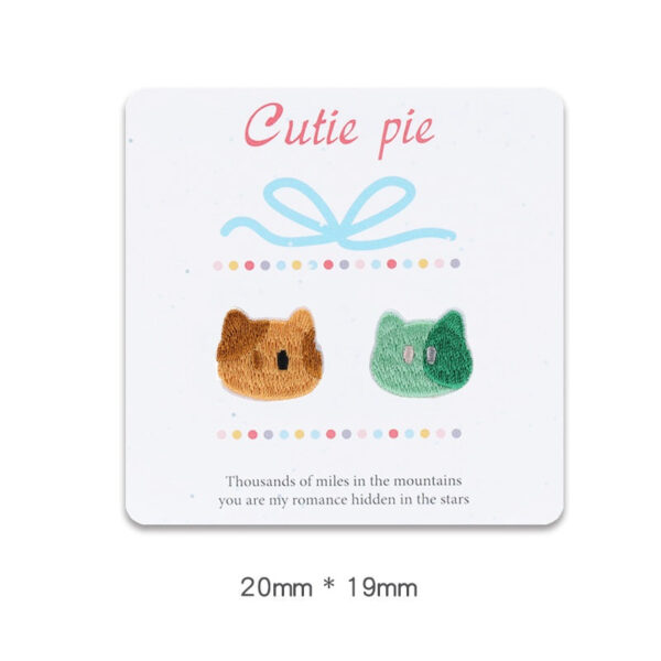 20mm Self-Adhesive Cat Head Embroidered Patches 12pcs - Image 3