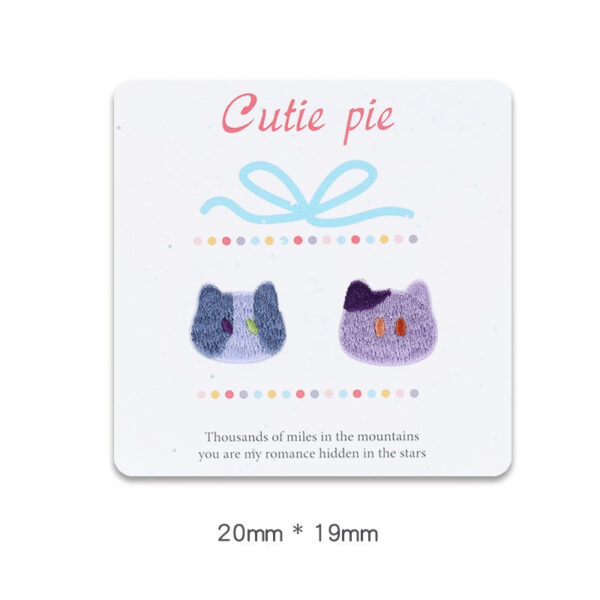 20mm Self-Adhesive Cat Head Embroidered Patches 12pcs - Image 4