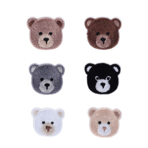 20mm Self-Adhesive Teddy Bear Head Patch for Clothes 6 Pack