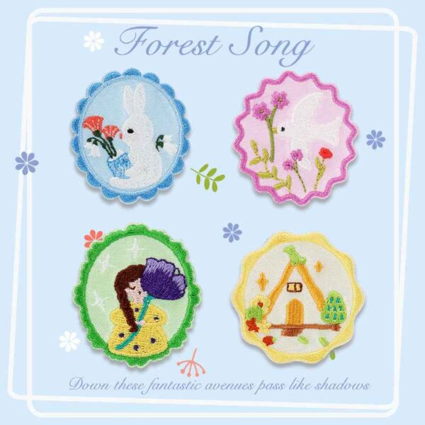 'Forest Song' Self - Adhesive Embroidered Patch 4pcs
