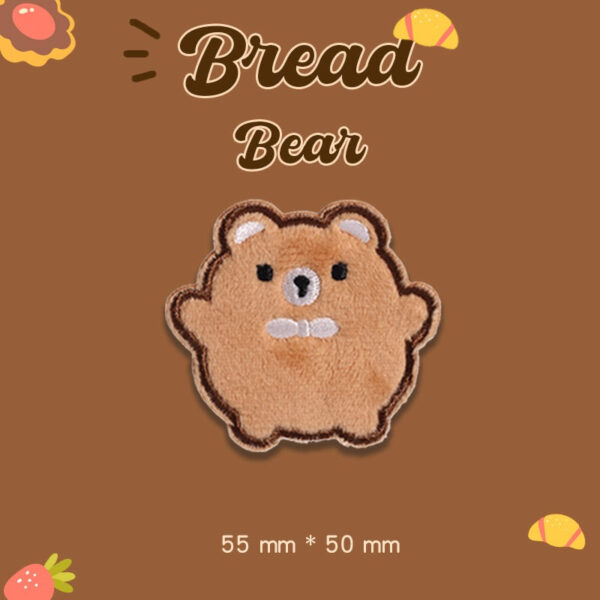 Self-Adhesive Plush Bread Bear Embroidered Patches 9 Pack - Image 7
