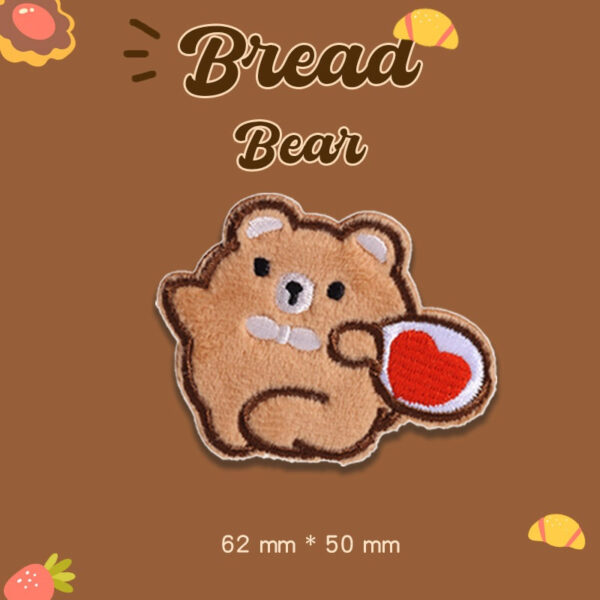 Self-Adhesive Plush Bread Bear Embroidered Patches 9 Pack - Image 4