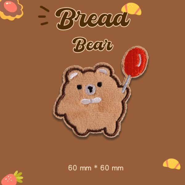 Self-Adhesive Plush Bread Bear Embroidered Patches 9 Pack - Image 11