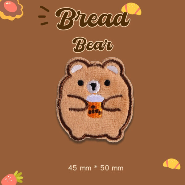 Self-Adhesive Plush Bread Bear Embroidered Patches 9 Pack - Image 10