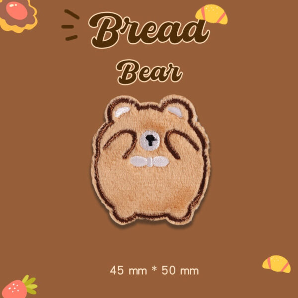Self-Adhesive Plush Bread Bear Embroidered Patches 9 Pack - Image 5