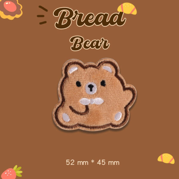 Self-Adhesive Plush Bread Bear Embroidered Patches 9 Pack - Image 3