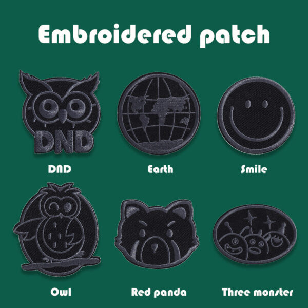 Self-Adhesive Black Embroidered Badge Patches for Down Jackets 16 Pack - Image 2