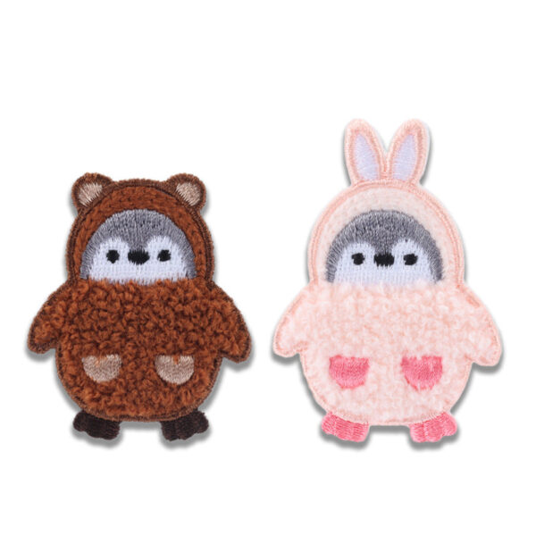 Adorable Self-Adhesive Furry Penguin Embroidered Patches 5 Pack - Image 3
