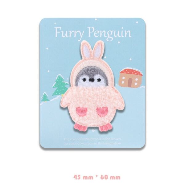 Adorable Self-Adhesive Furry Penguin Embroidered Patches 5 Pack - Image 6