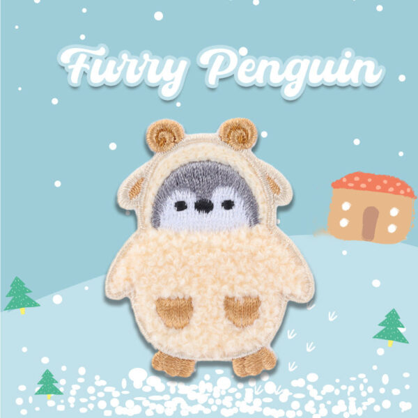 Adorable Self-Adhesive Furry Penguin Embroidered Patches 5 Pack - Image 8