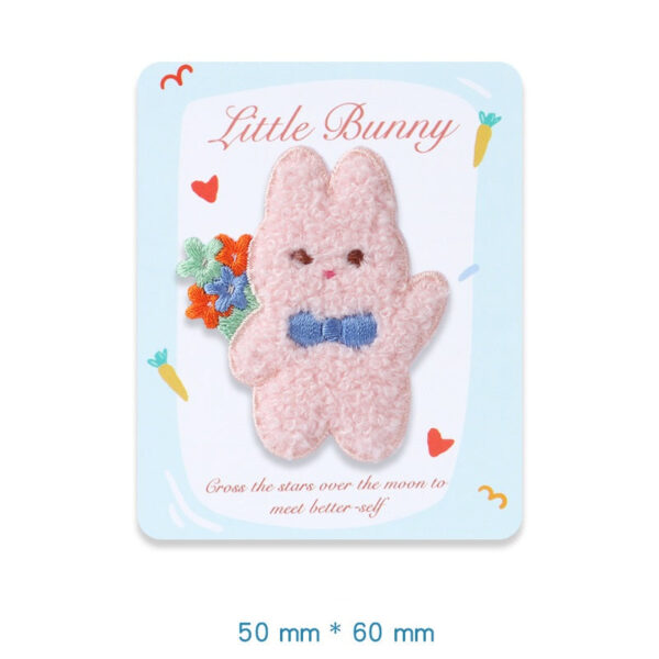 Self-Adhesive Plush Rabbit Little Bunny Embroidered Patches 5 Pack - Image 6