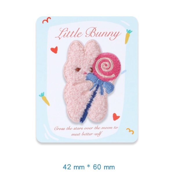 Self-Adhesive Plush Rabbit Little Bunny Embroidered Patches 5 Pack - Image 5