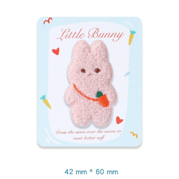 Self-Adhesive Plush Rabbit Little Bunny Embroidered Patches 5 Pack - Image 2