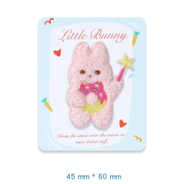 Self-Adhesive Plush Rabbit Little Bunny Embroidered Patches 5 Pack - Image 3