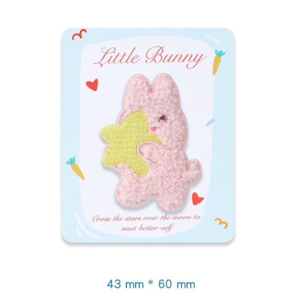 Self-Adhesive Plush Rabbit Little Bunny Embroidered Patches 5 Pack - Image 4
