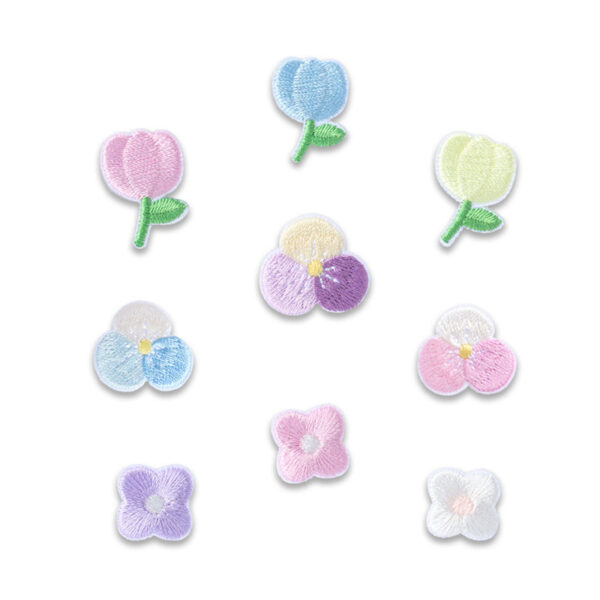 Self-Adhesive Spring Flower Embroidered Patches 12 Pack - Image 2