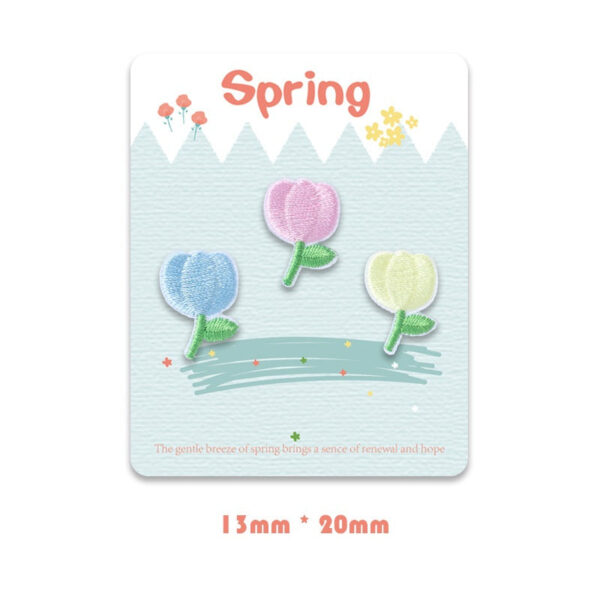 Self-Adhesive Spring Flower Embroidered Patches 12 Pack - Image 6