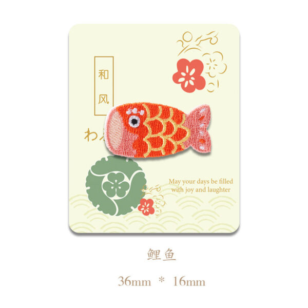 Self-Adhesive Japanese Style Daruma Embroidered Patches 5 Pack - Image 6
