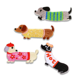 Dachshund Long Long Dog Self-Adhesive Embroidered Patches 4pcs