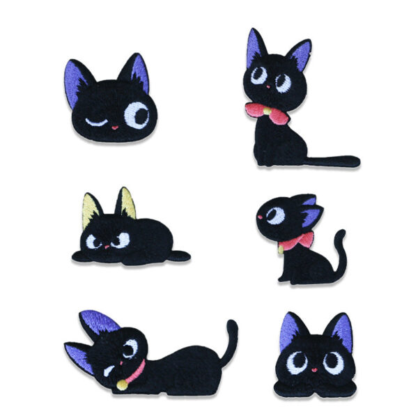 Adorable Big-Eyed & Black Cat Embroidered Patches 9pcs - Image 3