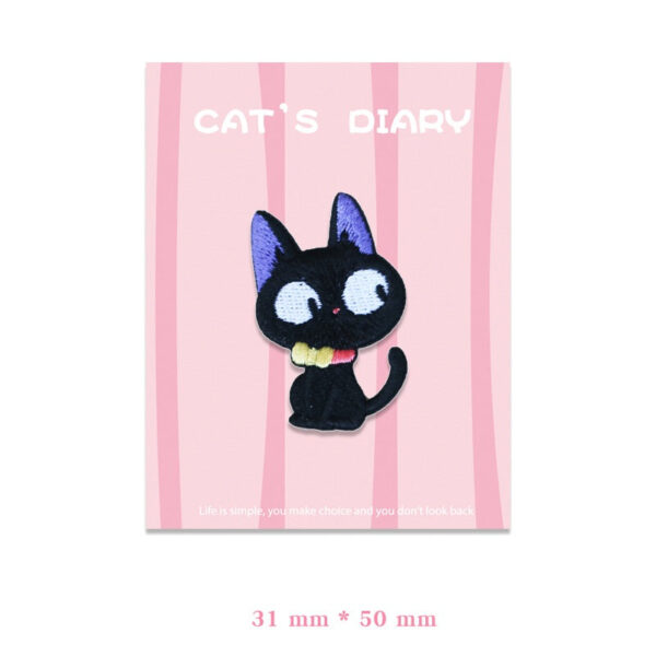 Adorable Big-Eyed & Black Cat Embroidered Patches 9pcs - Image 7