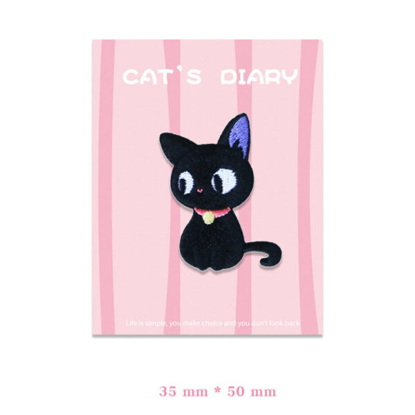 Adorable Big-Eyed & Black Cat Embroidered Patches 9pcs - Image 4