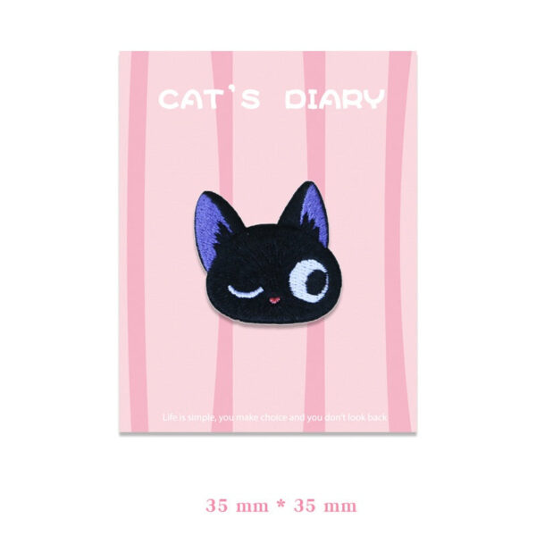 Adorable Big-Eyed & Black Cat Embroidered Patches 9pcs - Image 5