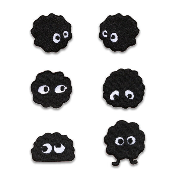 Self-Adhesive Black Coal Ball Elf Embroidered Patches 6 Pack
