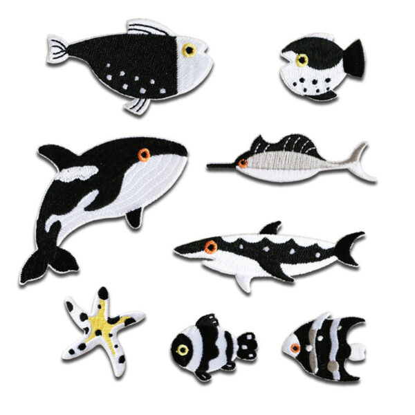 Self-Adhesive Marine Ocean Animal Embroidered Patches 8 Pack