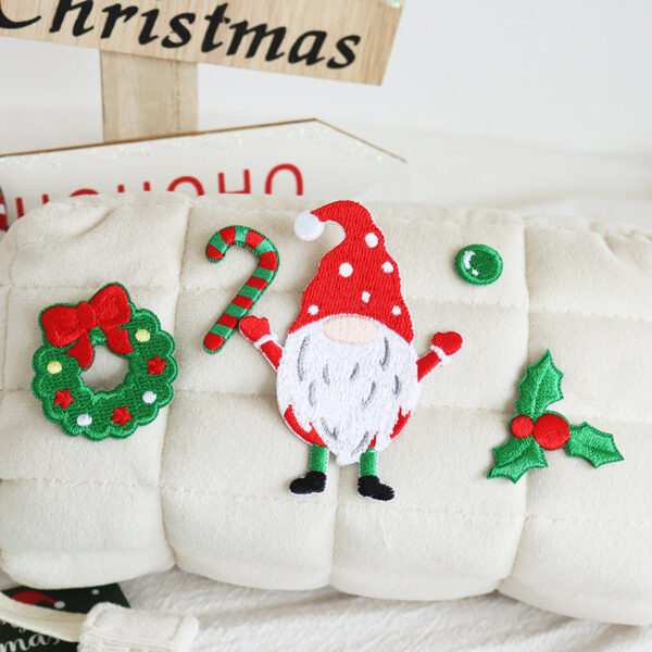 Festive Merry Christmas Self-Adhesive Embroidered Decoration Patches 11 Pack - Image 3