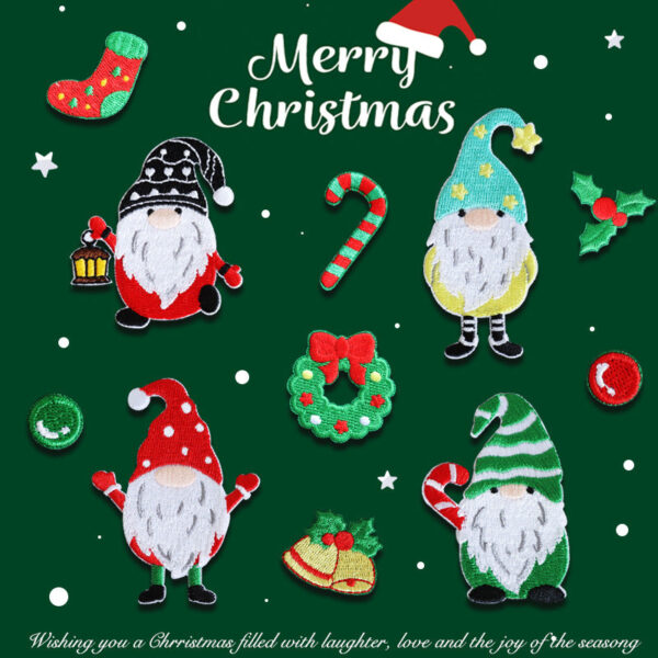 Festive Merry Christmas Self-Adhesive Embroidered Decoration Patches 11 Pack - Image 2
